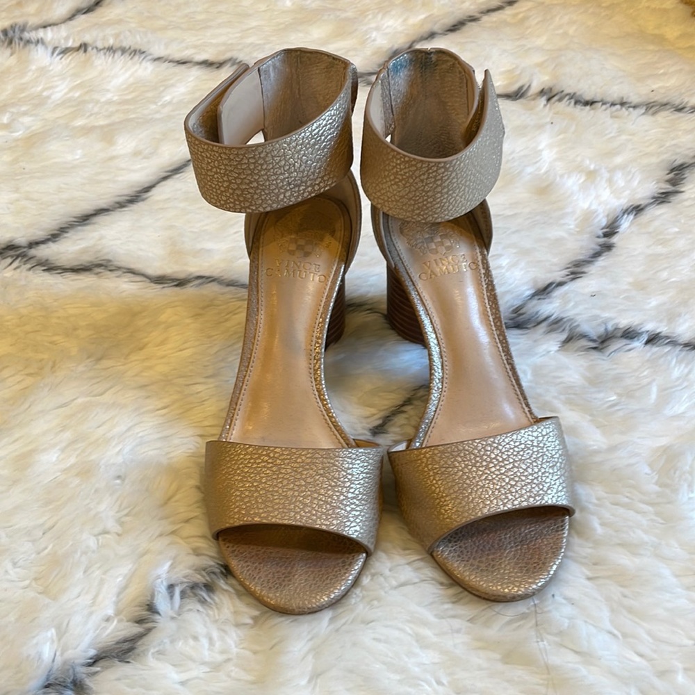 Vince Camuto gold ankle strap sandals